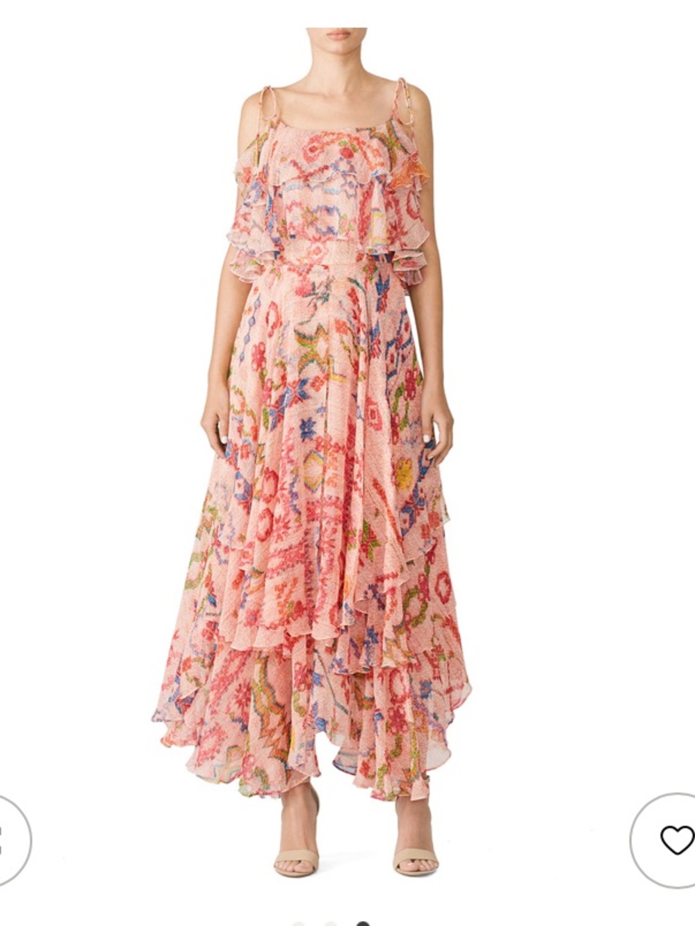 HEMANT & NANDITA Peach Floral Ruffle Maxi Dress